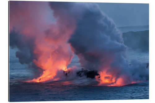 Tableau en plexi-alu Lava meets Water, Big Island, Hawaii