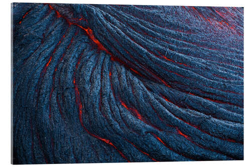 Tableau en verre acrylique Glowing Lava Flow on Big Island, Hawaii