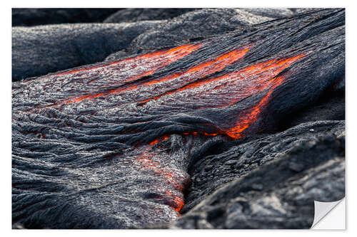 Sticker mural Hot flowing Lava on Big Island, Hawaii