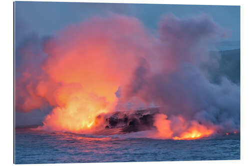 Galleritryck Lava Flowing into the Pacific Ocean on Big Island, Hawaii