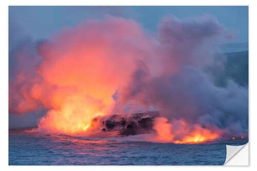 Autocolante decorativo Lava Flowing into the Pacific Ocean on Big Island, Hawaii