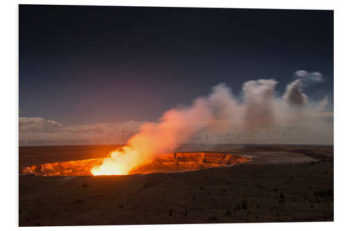 Foam board print Active Kilauea Volcano under starry Sky, Big Island, Hawaii