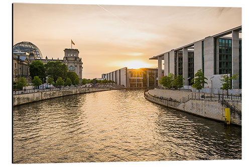 Aluminium print Sunset at the Reichstag in Berlin