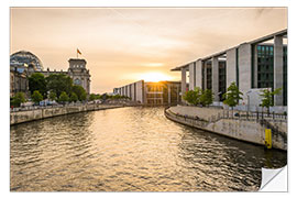 Selvklebende plakat Sunset at the Reichstag in Berlin