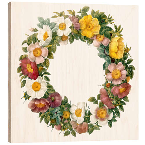 Tableau en bois Couronne de roses sauvages