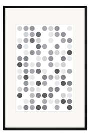 Gerahmter Kunstdruck Grau auf Weiß