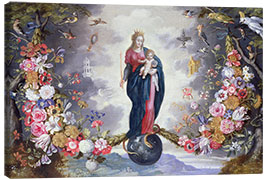 Canvas-taulu The Virgin and Child surrounded by a garland