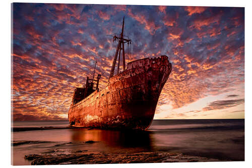 Cuadro de metacrilato Abandoned ship at sunset