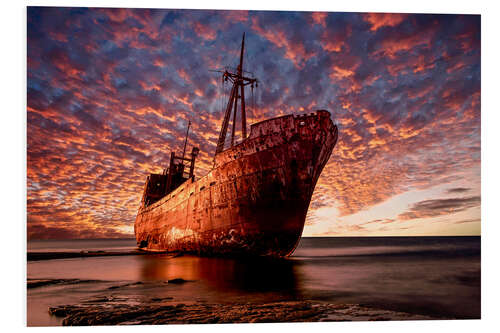 Stampa su PVC Abandoned ship at sunset