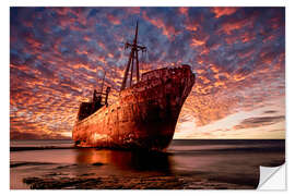 Vinilo para la pared Abandoned ship at sunset