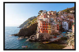 Gerahmter Kunstdruck Riomaggiore Sonnenuntergang, Cinque Terre, Italien