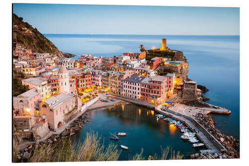 Aluminiumsbilde Evening at Vernazza, Cinque Terre, Italy