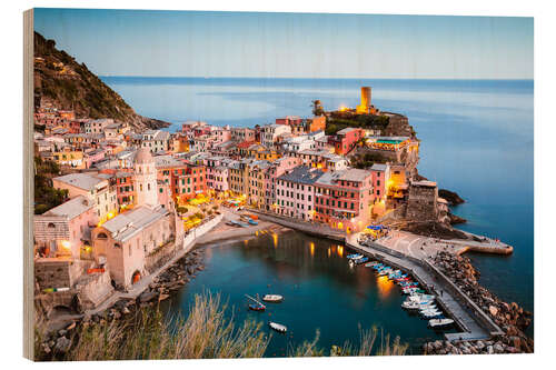 Tableau en bois Vernazza le soir, Cinque Terre, Italie