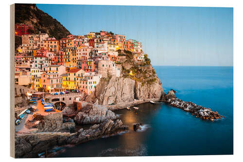 Holzbild Nacht in Manarola, Cinque Terre, Italien