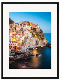 Gerahmter Kunstdruck Manarola am Abend, Cinque Terre, Italien