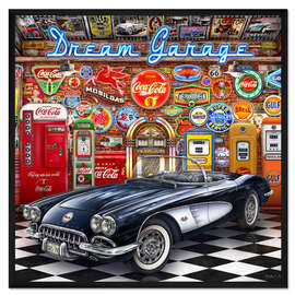 Gerahmter Kunstdruck Dream Garage