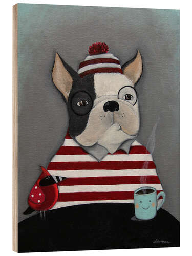 Tableau en bois Boston Terrier