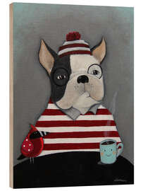 Wood print Boston Terrier