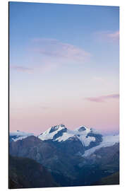 Aluminium print Panorama with Rimpfischorn and Strahlhorn after sunset  View from Schönbiel SAC mountain hut, Zermat