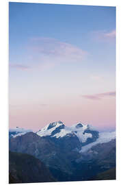 Foam board print Panorama with Rimpfischorn and Strahlhorn after sunset  View from Schönbiel SAC mountain hut, Zermat