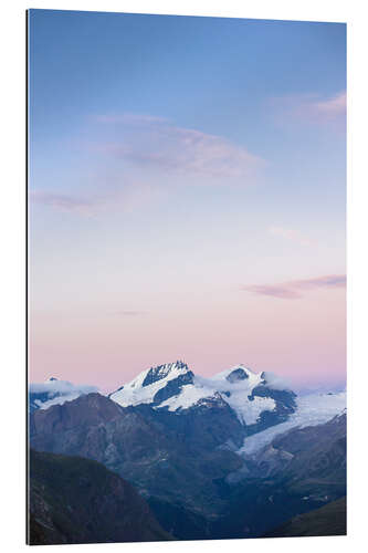 Gallery print Panorama with Rimpfischorn and Strahlhorn after sunset  View from Schönbiel SAC mountain hut, Zermat