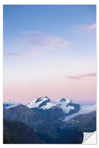 Wall sticker Panorama with Rimpfischorn and Strahlhorn after sunset  View from Schönbiel SAC mountain hut, Zermat