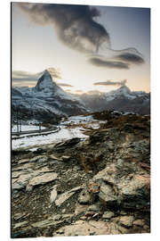 Alubild Sonnenunterganglandschaft von Gornergrat mit Matterhorn und Dent Blance Zermatt, Wallis, die Schweiz