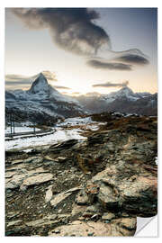 Sticker mural Sunset scenery from Gornergrat with Matterhorn and Dent Blance  Zermatt, Valais, Switzerland