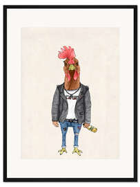Gerahmter Kunstdruck Punk Hahn