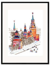 Impressão artística com moldura Kremlin, Red Square, Moscow
