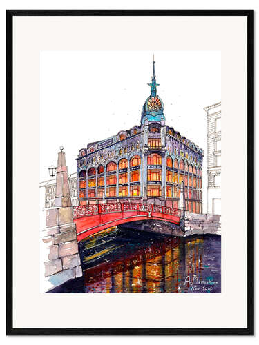 Framed art print Red Bridge In Saint-Petersburg, Russia