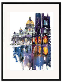 Gerahmter Kunstdruck Regnerischer Tag in Sankt Petersburg, Russland