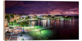 Holzbild Mallorca Paguera bei Nacht