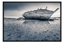 Gerahmter Kunstdruck Schiffswrack in Donegal