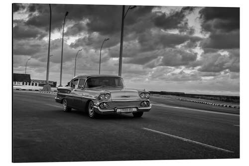 Aluminium print Classic Cuban Car in black and white