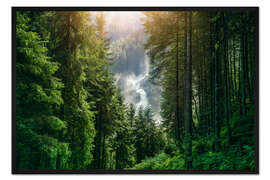 Gerahmter Kunstdruck Die Krimmler Wasserfälle im Hochtauern-Nationalpark, der höchste Wasserfall in Österreich