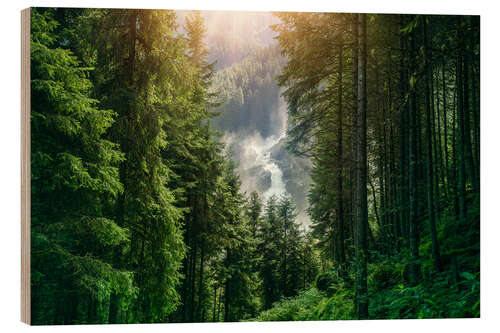 Wood print The Krimml Waterfalls in the High Tauern National Park, the highest waterfall in Austria