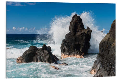 Aluminium print Waves breaking at a Rock on La Reunion