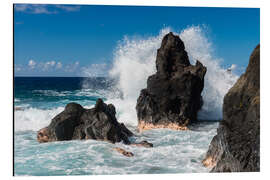 Stampa su alluminio Waves breaking at a Rock on La Reunion