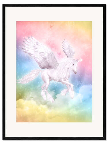 Kehystetty taidepainatus Unicorn Pegasus, big dreams