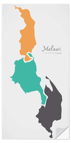 Sticker mural Malawi map modern abstract with round shapes