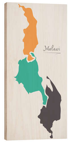 Tableau en bois Malawi map modern abstract with round shapes