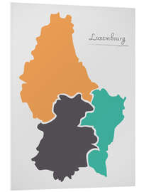 Foam board print Luxembourg map modern abstract with round shapes