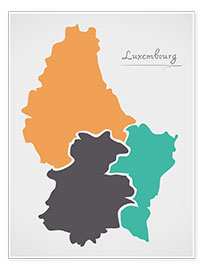 Kunstwerk  Luxembourg map modern abstract with round shapes - Ingo Menhard