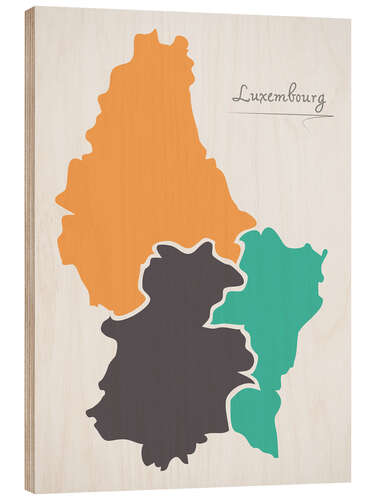 Stampa su legno Luxembourg map modern abstract with round shapes