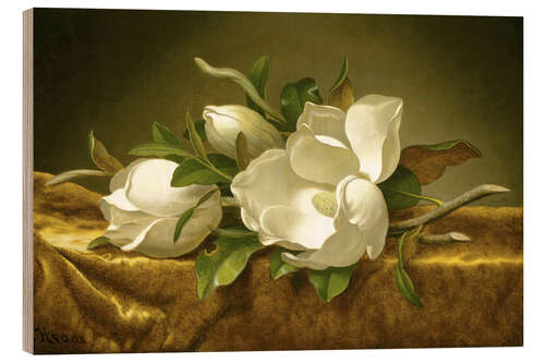 Puutaulu Magnolias on Gold Velvet Cloth