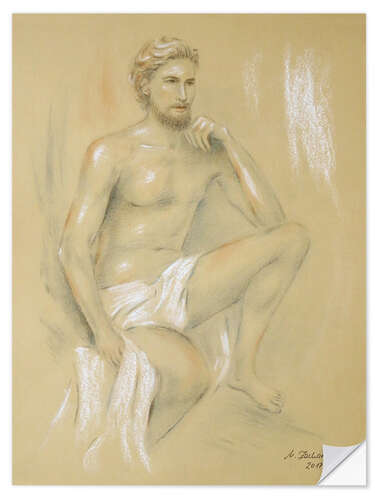 Selvklebende plakat Apollo - male semi-nude