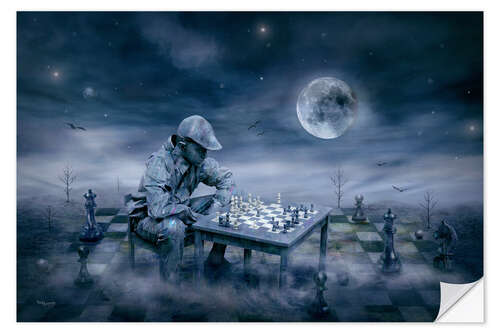 Muursticker A boy is playing Chess