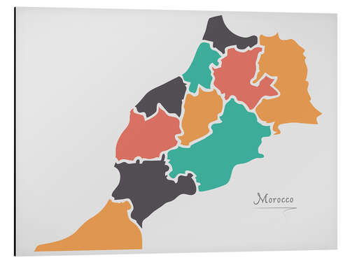 Aluminium print Morocco map modern abstract with round shapes
