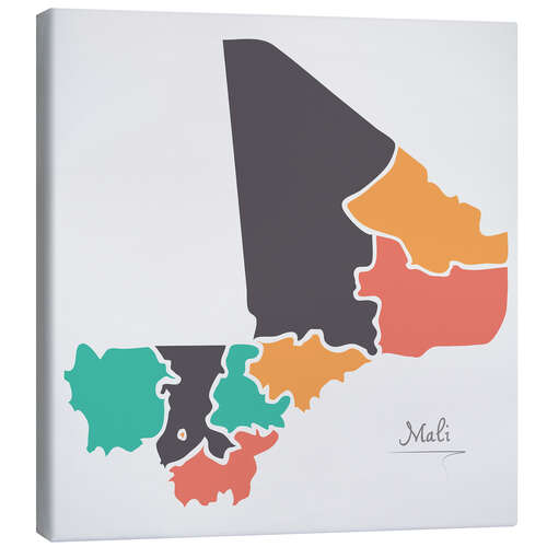 Canvas print Mali map modern abstract with round shapes